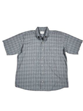 Versace Shirts Couture Mens Gray Plaid Short Sleeve Shirt Size Large Cotton